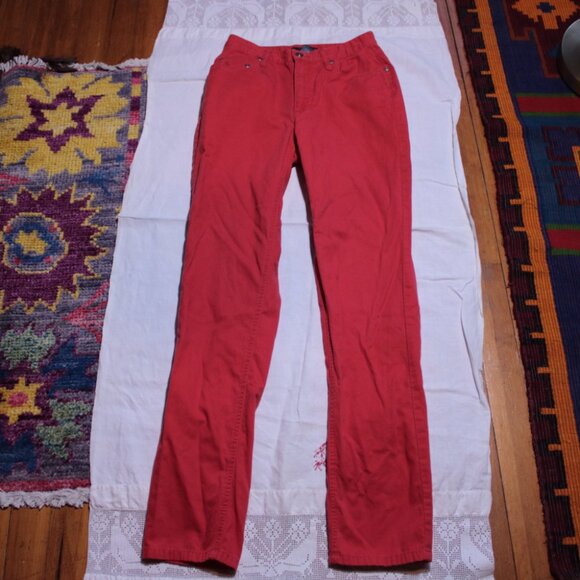 Lizwear Red Cotton Straight Leg Pants Size 4 - Picture 1 of 7